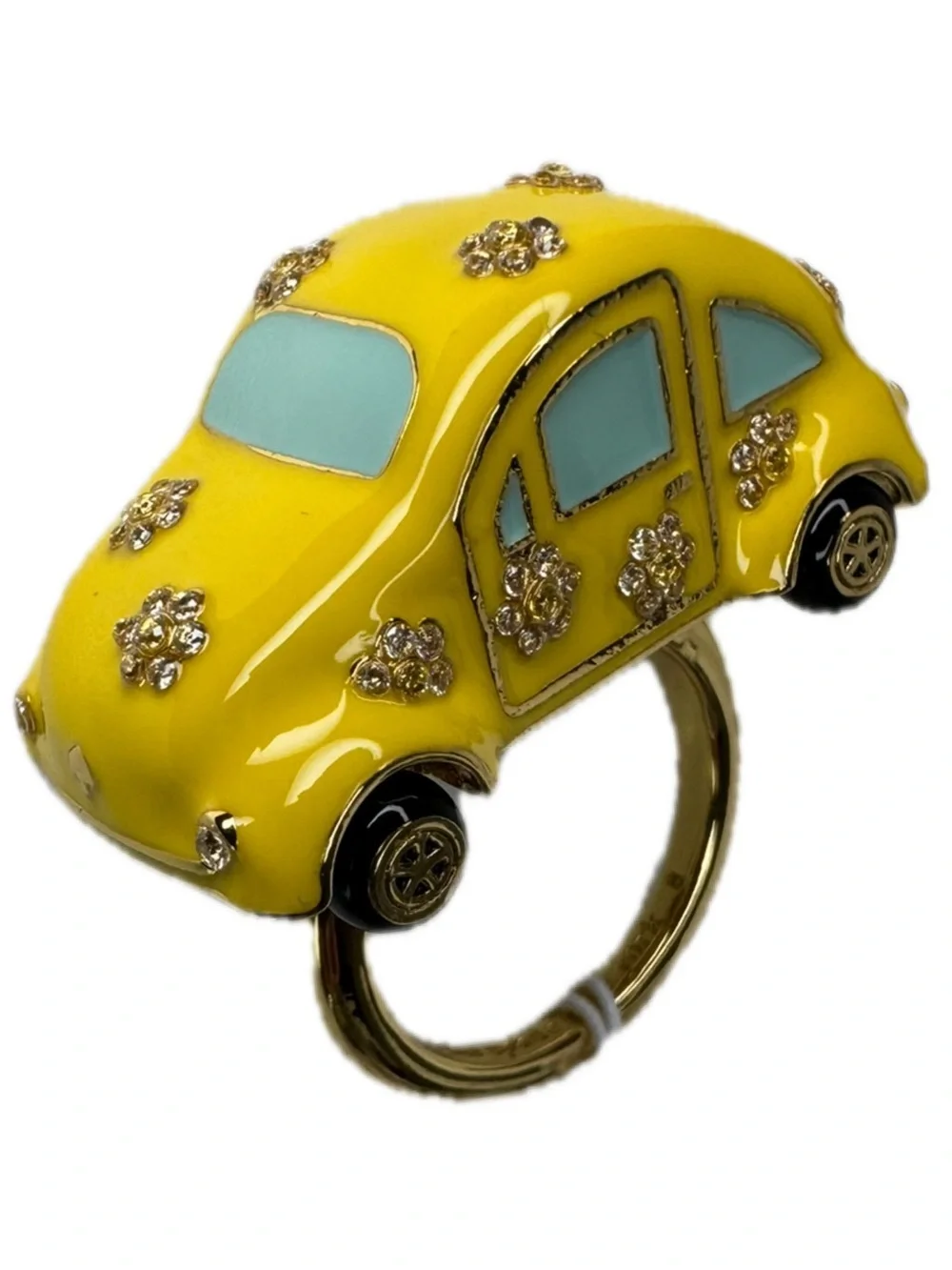 Kate Spade Off We Go Beetle Bug Yellow Car Ring Size 8 NWT